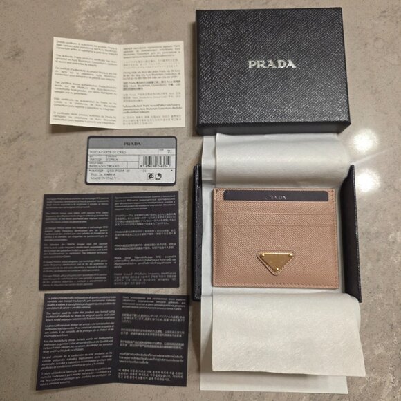 Genuine Prada Saffiano Saffiano Leather Card Holder in Powder Pink(CIPRIA) Color - Picture 6 of 8